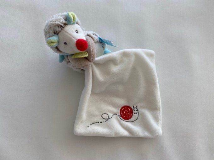 Doudou mouchoir hérisson Gaston gris blanc escargot Baby Nat d'occasion