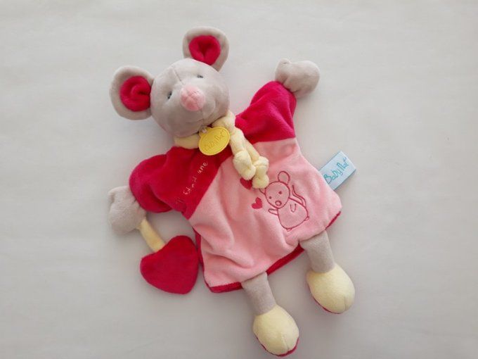 Doudou marionnette souris coeur rose il était une fois Baby Nat - Article Neuf