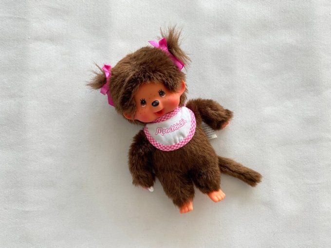 Peluche Monchhichi fille rose Bandai d'occasion