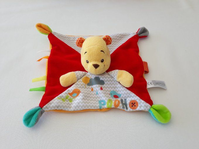 Doudou plat Winnie l'ourson rouge orange Pooh Disney d'occasion 