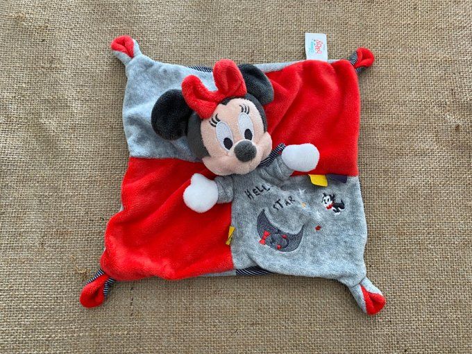 Doudou plat Minnie rouge gris Hello Star Disney Baby d'occasion