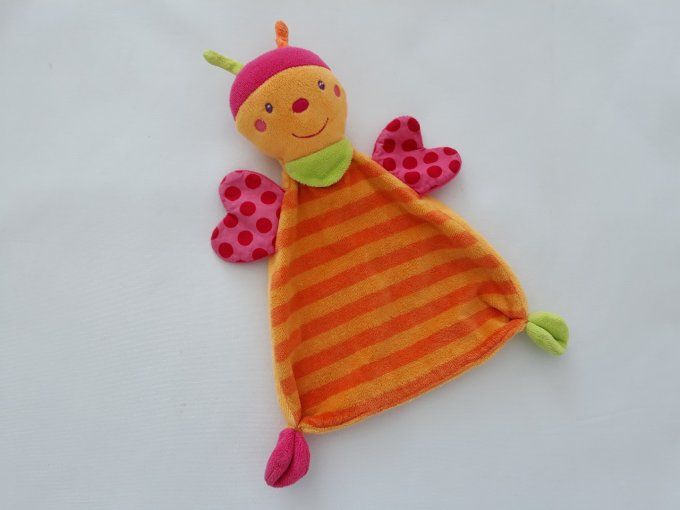 Doudou plat abeille orange rose vert Babysun d'occasion