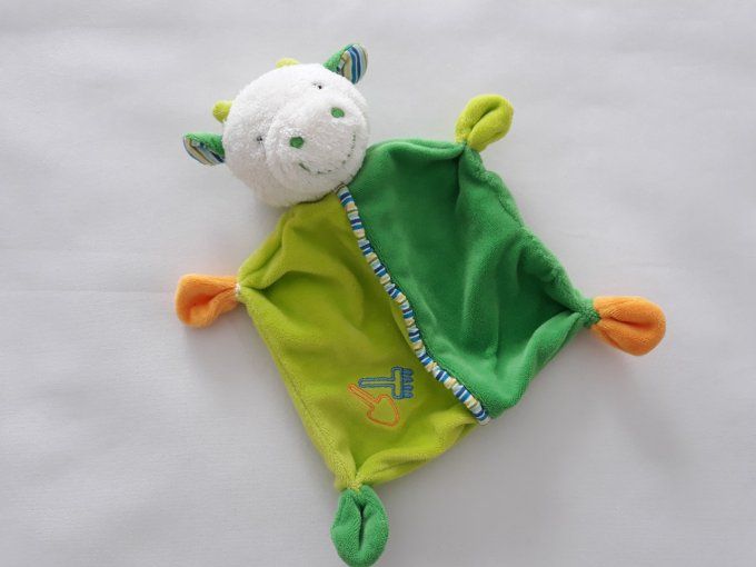 Doudou plat vache taureau vert rateau pelle Baby club d'occasion