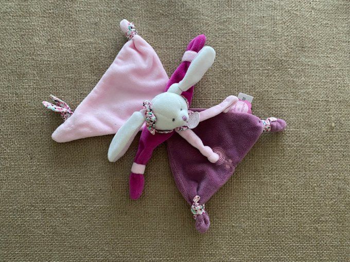 Doudou plat lapin Cerise rose violet DC2701 Doudou & Compagnie d'occasion 