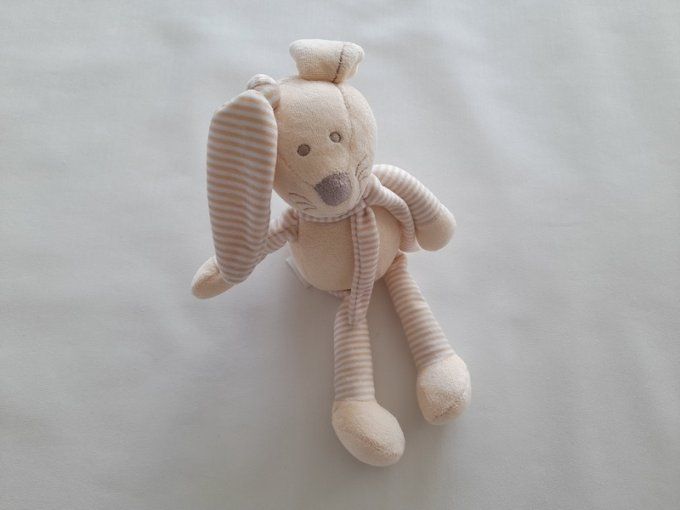 Doudou lapin beige et blanc écharpe Vétir Gémo d'occasion