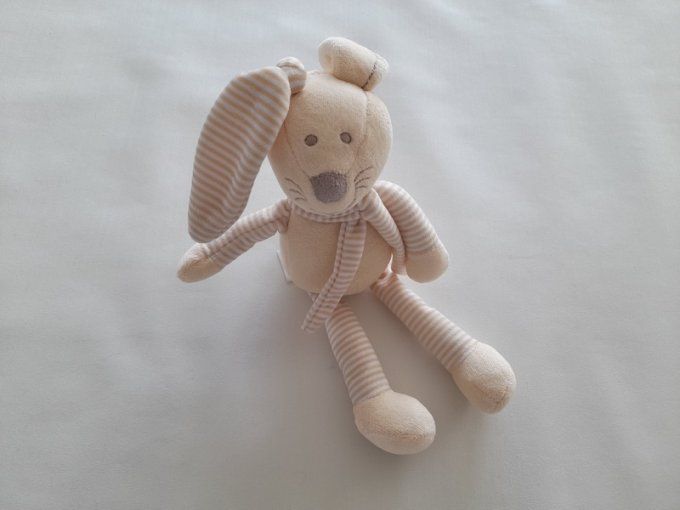 Doudou lapin beige et blanc écharpe Vétir Gémo d'occasion