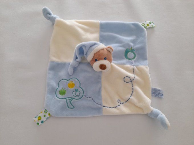 Doudou plat ours bleu beige pommes Gipsy d'occasion