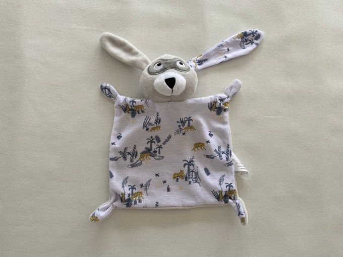 Doudou plat lapin gris blanc leopard lovely Berdoues Ikks d'occasion