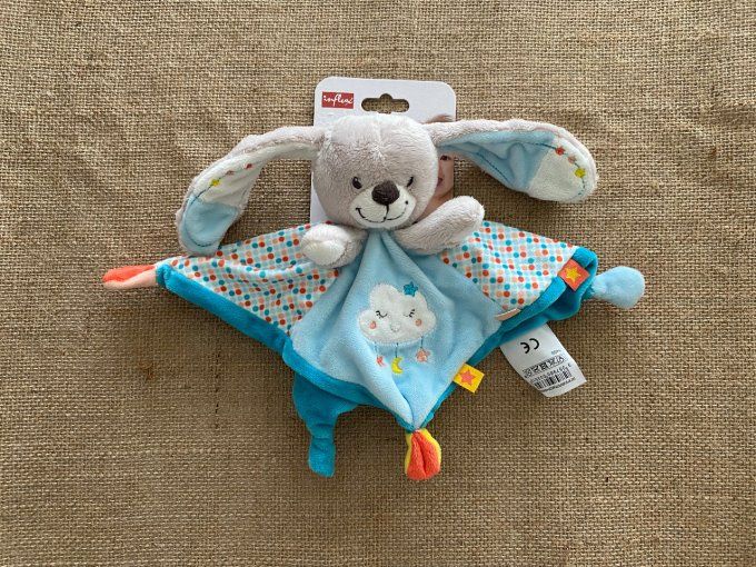 Doudou plat lapin bleu nuage Influx - Article Neuf