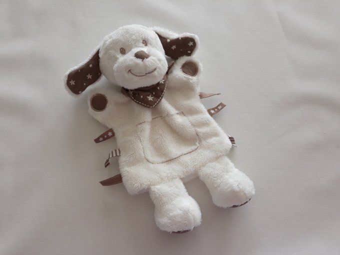 Doudou marionnette chien blanc bandana Influx d'occasion