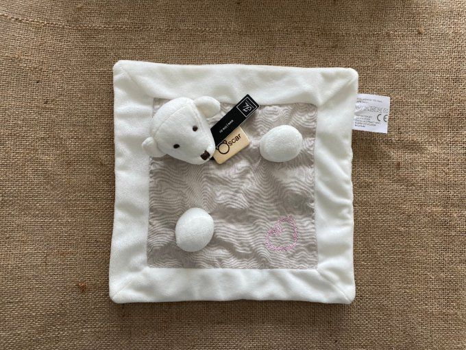 Doudou plat chien blanc coeur rose Jolipa BVBA - Article Neuf