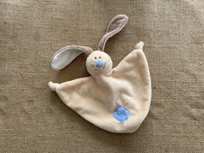 Doudou plat lapin beige bleu Jolly Baby d'occasion