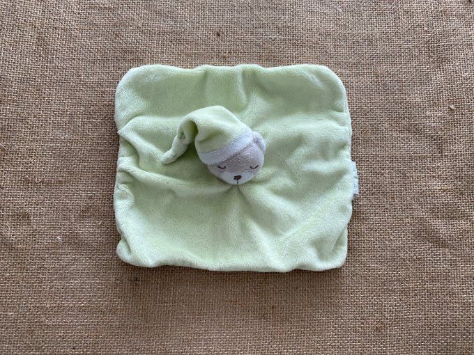 Doudou plat ours dormeur vert Kimbaloo d'occasion