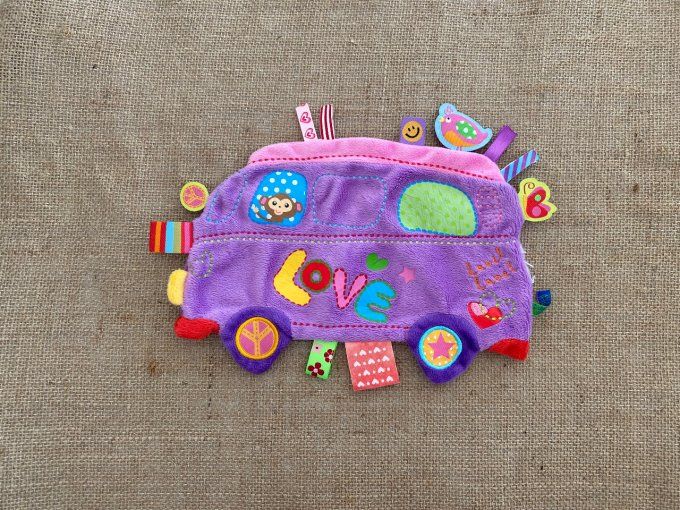 Doudou plat bus violet Love label label d'occasion