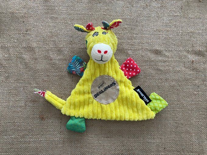 Doudou plat girafe jaune Operchos Les Deglingos d'occasion