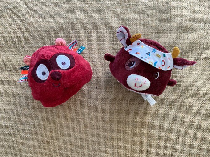 Mini peluches réversibles Rosalie et Georges Lilliputiens d'occasion (lot de 2)