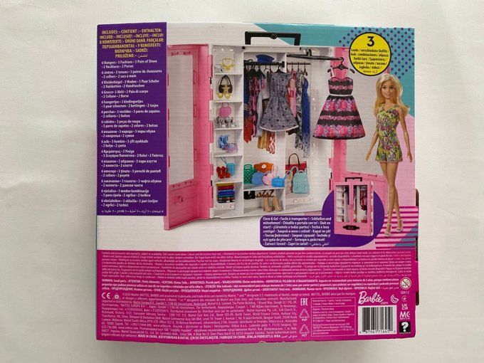 Barbie Le Dressing de Rêve rose et poupée blonde Mattel - Article Neuf