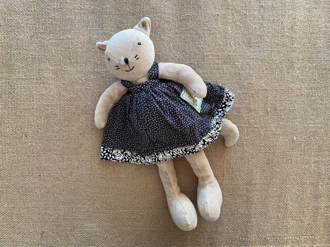 Peluche chat Agathe robe noire 32 cm la grande famille Moulin Roty d'occasion