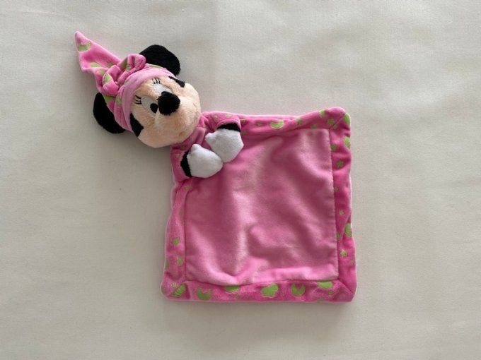 Doudou plat Minnie rose bordure lunes nuages Nicotoy d'occasion