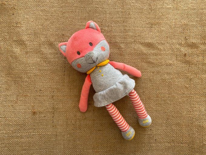 Peluche renard gris rose Obaibi d'occasion