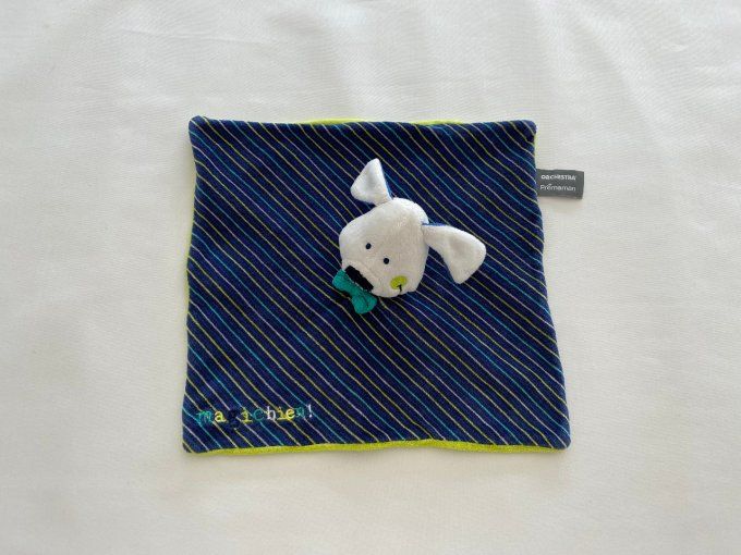 Doudou plat chien bleu vert magichien Orchestra Premaman d'occasion