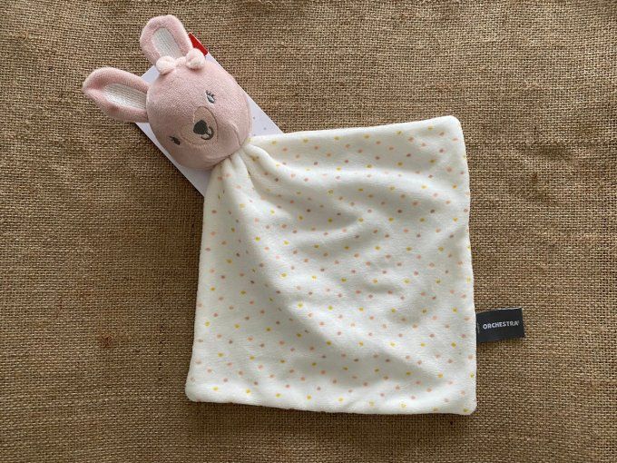 Doudou plat lapin rose blanc pois Orchestra d'occasion