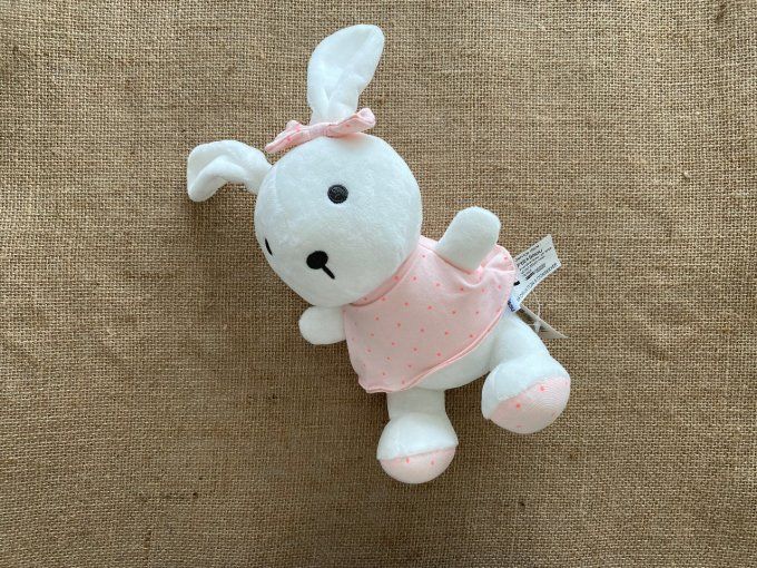 Peluche lapin blanc robe rose P'tit bisou Aubert - Article Neuf