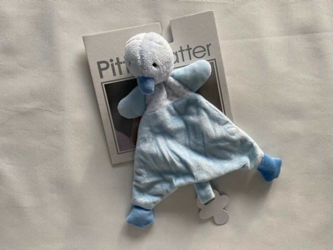 Doudou plat canard bleu osgood Pitter Patter - Article Neuf