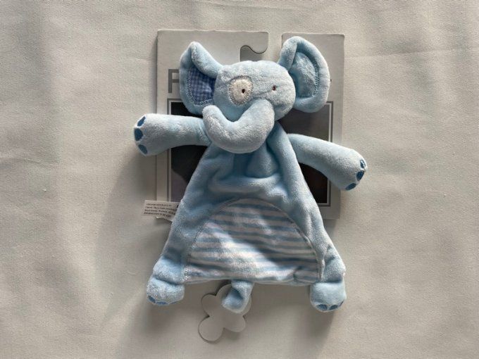 Doudou plat éléphant bleu osgood Pitter Patter - Article Neuf