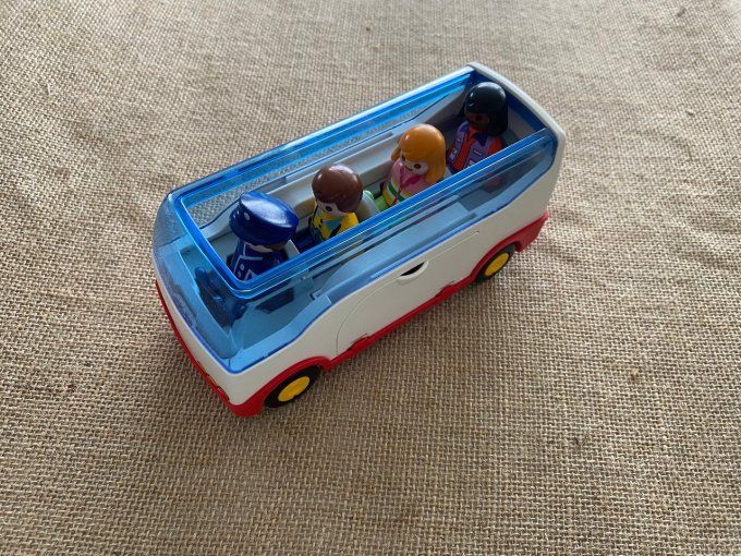 Autocar de voyage 4 personnages 3 bagages Playmobil d'occasion 