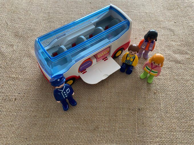 Autocar de voyage 4 personnages 3 bagages Playmobil d'occasion 