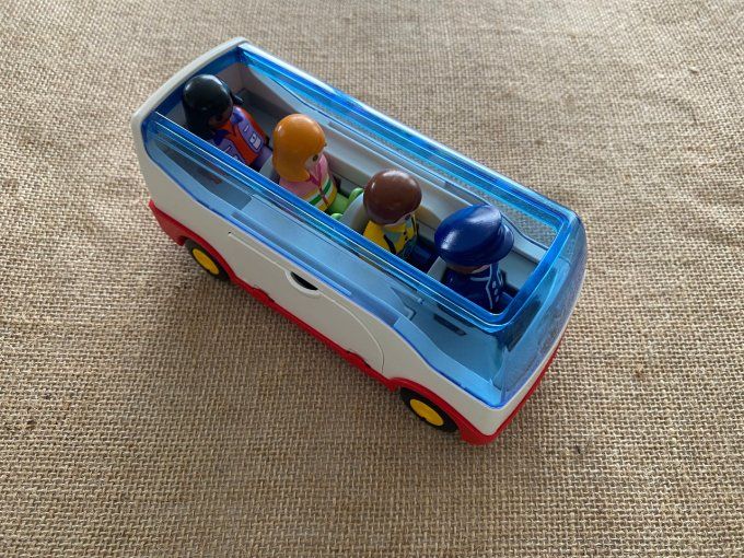 Autocar de voyage 4 personnages 3 bagages Playmobil d'occasion 