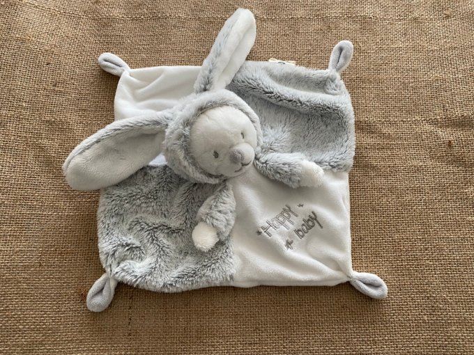 Doudou plat lapin ours blanc gris Happy baby Premaman d'occasion