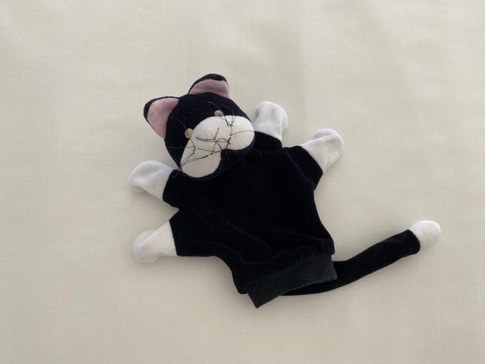 Doudou marionnette chat noir et blanc Puppet-World d'occasion