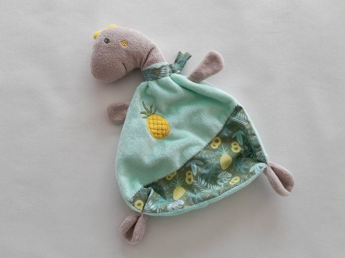 Doudou plat dinosaure vert feuille ananas Pusblu d'occasion