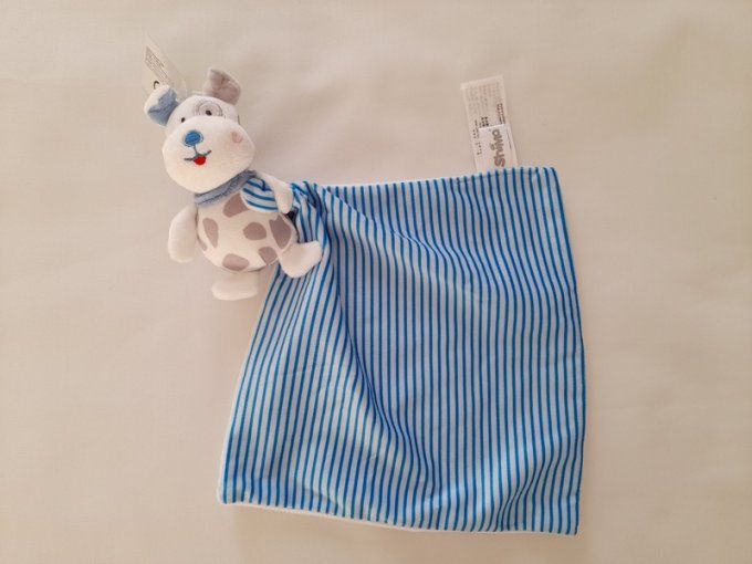 Doudou mouchoir rayé bleu et bleu ciel chien bandana shima - Article Neuf