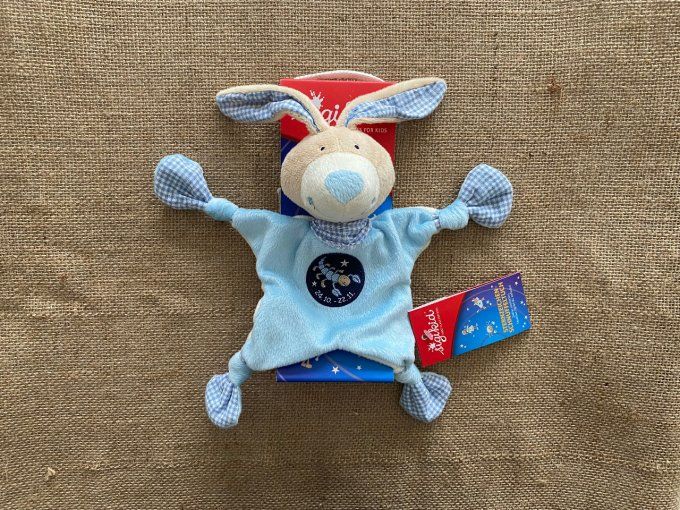 Doudou plat lapin bleu Signes du Zodiaque Scorpion Sigikid - Article Neuf