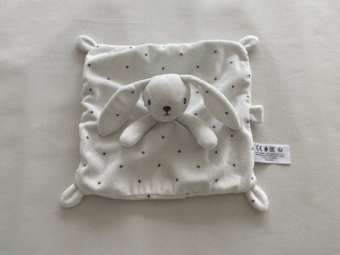 Doudou plat lapin blanc étoiles grises Simba Toys d'occasion