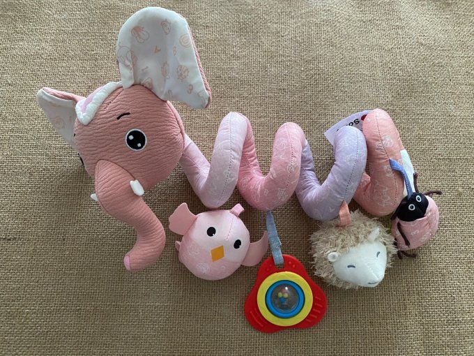 Spirale d'activités bébé éléphant rose Sozzy d'occasion