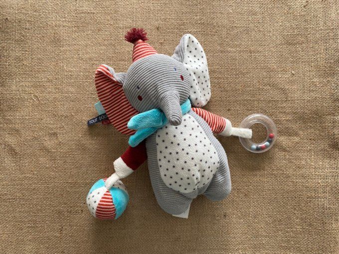 Doudou éléphant gris étoiles multiactivités Tape à l'Oeil d'occasion