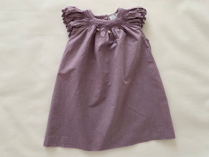 Robe mauve manches courtes coton Cyrillus 12 mois d'occasion