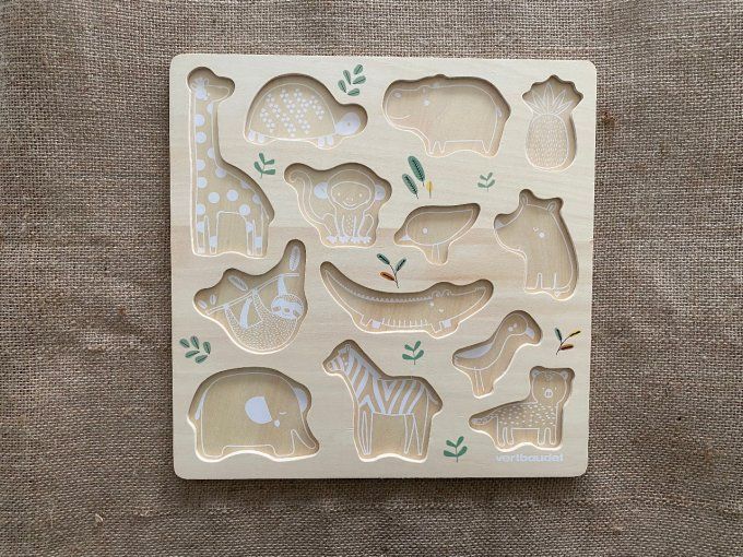 Puzzle boutons Jungle en bois Vertbaudet d'occasion 