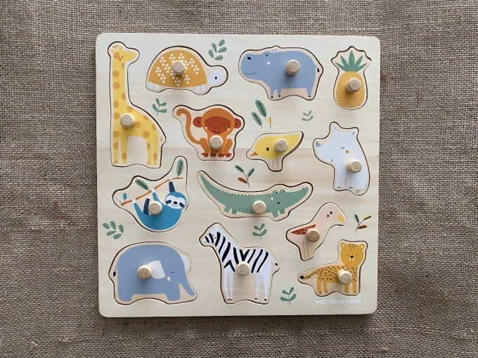 Puzzle boutons Jungle en bois Vertbaudet d'occasion