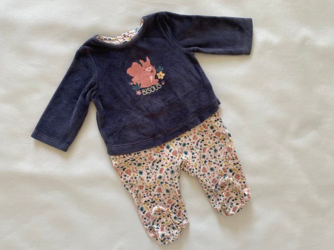 Pyjama bleu motifs écureuils et inscription bisous Tape à l'œil 3 mois d'occasion